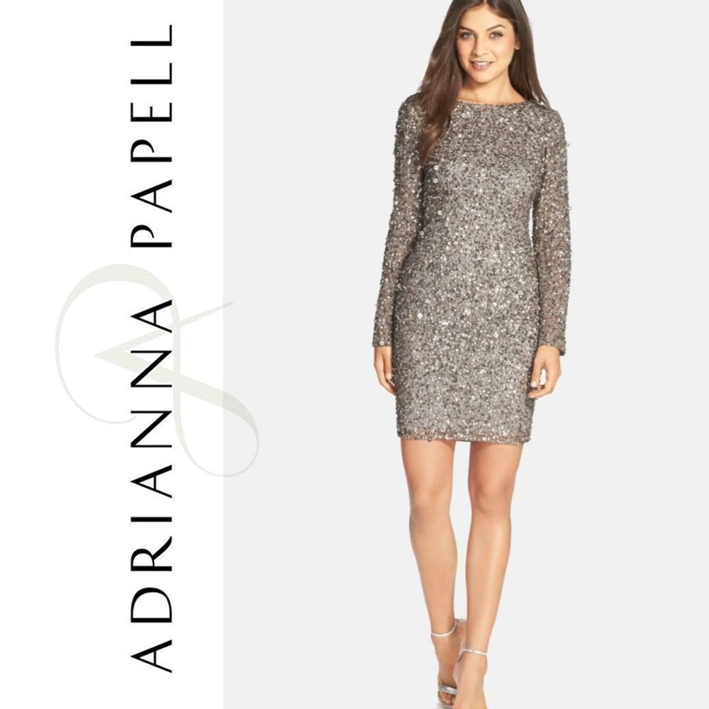 Adrianna Pappel long sleeve sequin cocktail dress
